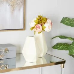 CosmoLiving By Cosmopolitan Cream Iron Contemporary Vase, 12" X 10" -Michaels Shop D507798S 8