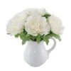 Flora Bunda® 11.5" White Peony Arrangement In Ceramic Watering Vase