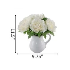 Flora Bunda® 11.5" White Peony Arrangement In Ceramic Watering Vase -Michaels Shop D511325S 2