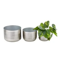 CosmoLiving By Cosmopolitan Iron Modern Planter Set Silver -Michaels Shop D511416S 2