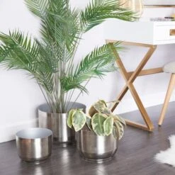 CosmoLiving By Cosmopolitan Iron Modern Planter Set Silver -Michaels Shop D511416S 8