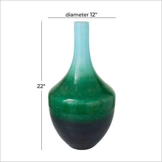 Green Glass Modern Vase, 22" X 12" X 12" 7 Green Glass Modern Vase, 22" X 12" X 12" - Image 7