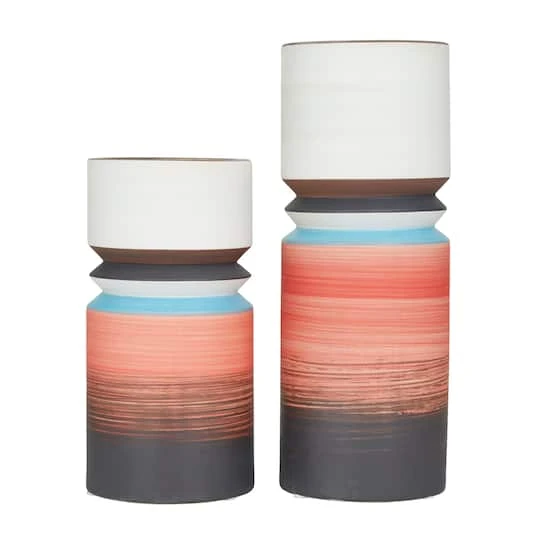 Set Of 2 Multi Stoneware Modern Vase, 14" X 5" X 5" 6 Set Of 2 Multi Stoneware Modern Vase, 14" X 5" X 5" - Image 6