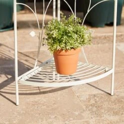 Glitzhome® 3-Tiered Metal Corner Shelf Planter Stand White -Michaels Shop D583517S 4
