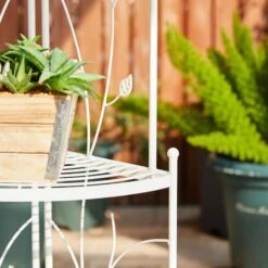 Glitzhome® 3-Tiered Metal Corner Shelf Planter Stand White -Michaels Shop D583517S 6