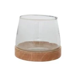 Hello Honey® Glass Hurricane/Vase With Mango Wood Base -Michaels Shop D587480S 1 1