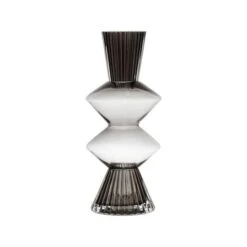 Hello Honey® 10" Clear & Gray Fluted Glass Vase