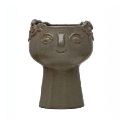 Hello Honey® 7" Reactive Glaze Stoneware Planter With Face
