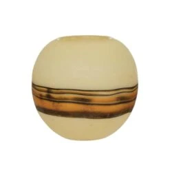 Hello Honey® 5" Hand-Blown Frosted Art Glass Vase With Multi Color Stripe -Michaels Shop D587938S 1 1