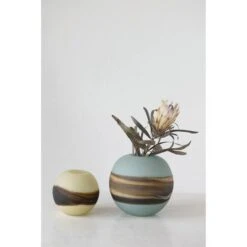 Hello Honey® 5" Hand-Blown Frosted Art Glass Vase With Multi Color Stripe -Michaels Shop D587938S 2