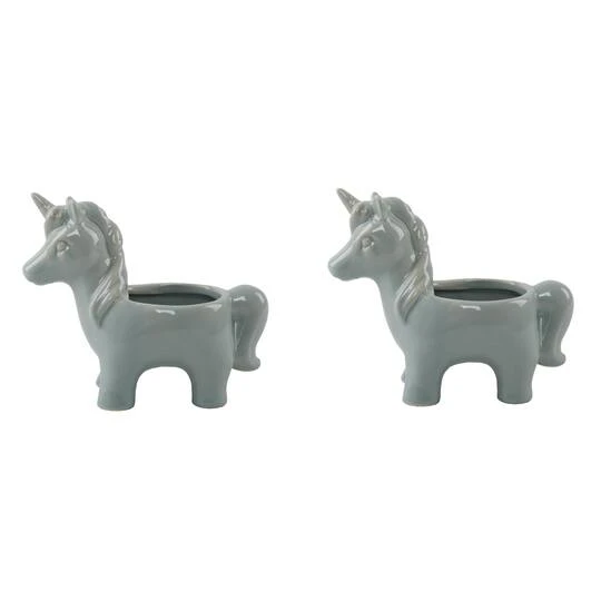 Flora Bunda Teal Ceramic Unicorn Pot Set 1 Flora Bunda Teal Ceramic Unicorn Pot Set
