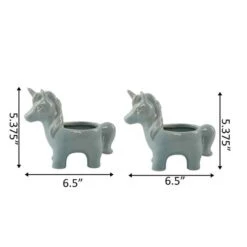 Flora Bunda Teal Ceramic Unicorn Pot Set 5 Flora Bunda Teal Ceramic Unicorn Pot Set -Michaels Shop D599996S 2