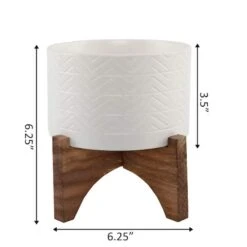 Flora Bunda® 5" Wavy Ceramic Planter On Wood Stand 7 Flora Bunda® 5" Wavy Ceramic Planter On Wood Stand -Michaels Shop D600003S 2