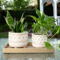 Flora Bunda 6" & 5" Geo Ceramic Pot With Legs Set -Michaels Shop D600017S 3