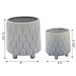 Flora Bunda® Glass Blue Diamond Line Ceramic Planter With Legs Set -Michaels Shop D600019S 2