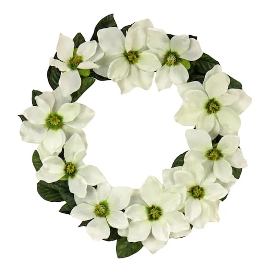 24" Cream Magnolia Flowers Wreath 2 24" Cream Magnolia Flowers Wreath - Image 2