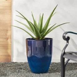 Glitzhome® 17" Eco-Friendly Oversized Faux Ceramic Tall Bowl Planters, 2ct. Cobalt Blue -Michaels Shop D622964S 15