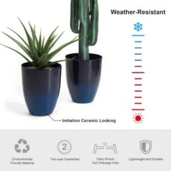 Glitzhome® 17" Eco-Friendly Oversized Faux Ceramic Tall Bowl Planters, 2ct. Cobalt Blue -Michaels Shop D622964S 16