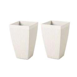 Glitzhome® 23" Eco-Friendly Oversized Faux Concrete Square Fluted Pot Planters, 2ct. White -Michaels Shop D622965S 11 1