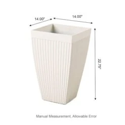 Glitzhome® 23" Eco-Friendly Oversized Faux Concrete Square Fluted Pot Planters, 2ct. White -Michaels Shop D622965S 18