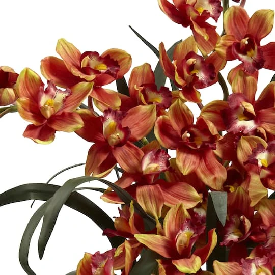 3ft. Large Cymbidium Artificial Arrangement With Vase 3 3ft. Large Cymbidium Artificial Arrangement With Vase - Image 3
