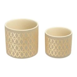 Hello Honey® Gold Stoneware Pots With Geometric Pattern Set -Michaels Shop D722073S 8