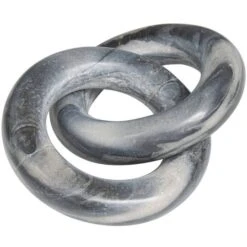 6" Black Marble Geometric Link Chain Sculpture