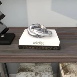 6" Black Marble Geometric Link Chain Sculpture -Michaels Shop D736252S 10