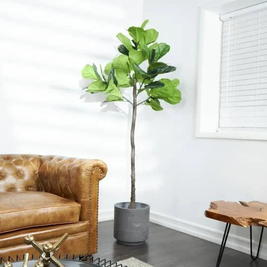 6ft. Potted Green Fiddle Leaf Artificial Tree 3 6ft. Potted Green Fiddle Leaf Artificial Tree - Image 3