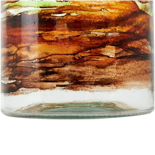 10" Clear & Brown Swirl Abstract Spanish Bottle Recycled Glass Vase 7 10" Clear & Brown Swirl Abstract Spanish Bottle Recycled Glass Vase - Image 7