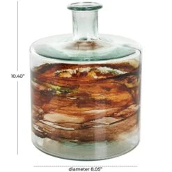 10" Clear & Brown Swirl Abstract Spanish Bottle Recycled Glass Vase 18 10" Clear & Brown Swirl Abstract Spanish Bottle Recycled Glass Vase -Michaels Shop D758431S 8