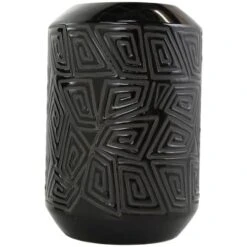 Black Ceramic Vase With Geometric Etchings Set -Michaels Shop D758432S 3