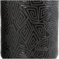 Black Ceramic Vase With Geometric Etchings Set -Michaels Shop D758432S 7