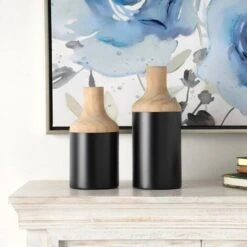 Black Wood Colorblock Vase Set 11 Black Wood Colorblock Vase Set -Michaels Shop D758439S 5