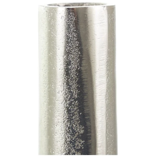 16" Silver Linear Etched Aluminum Circular Vase 6 16" Silver Linear Etched Aluminum Circular Vase - Image 6