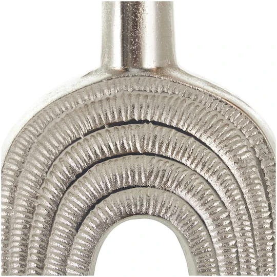 16" Silver Linear Etched Aluminum Circular Vase 7 16" Silver Linear Etched Aluminum Circular Vase - Image 7