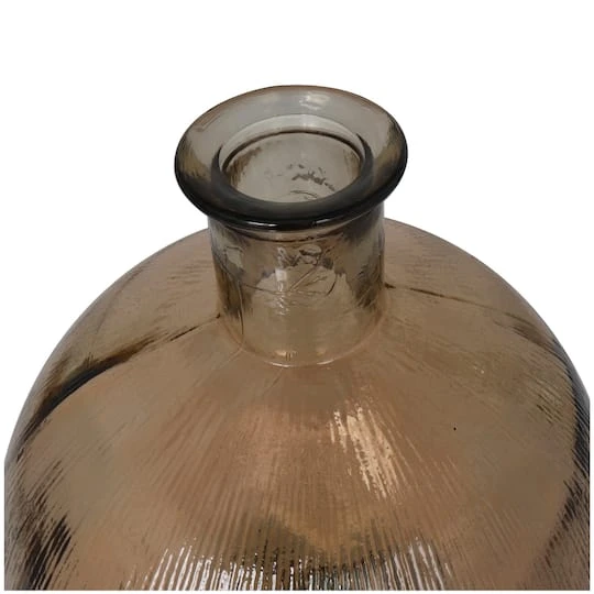 17" Brown Ribbed Spanish Bottle Recycled Glass Vase 8 17" Brown Ribbed Spanish Bottle Recycled Glass Vase - Image 8