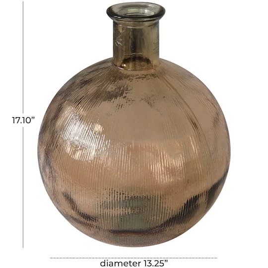 17" Brown Ribbed Spanish Bottle Recycled Glass Vase 10 17" Brown Ribbed Spanish Bottle Recycled Glass Vase - Image 10