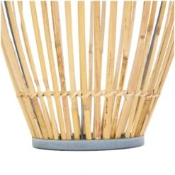 16" Brown Bamboo Handmade Open Frame Vase With Blue Metal Accents -Michaels Shop D758454S 3