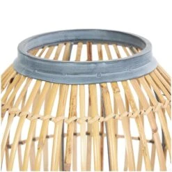 16" Brown Bamboo Handmade Open Frame Vase With Blue Metal Accents -Michaels Shop D758454S 4