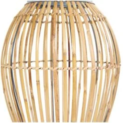 16" Brown Bamboo Handmade Open Frame Vase With Blue Metal Accents -Michaels Shop D758454S 5