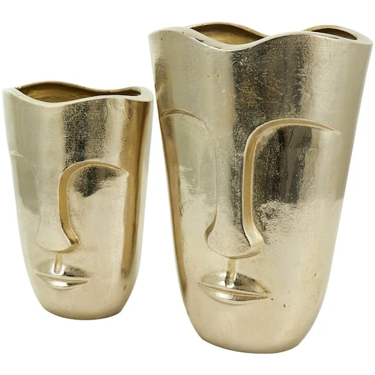 Gold Glam Aluminum Face Vase Set 1 Gold Glam Aluminum Face Vase Set