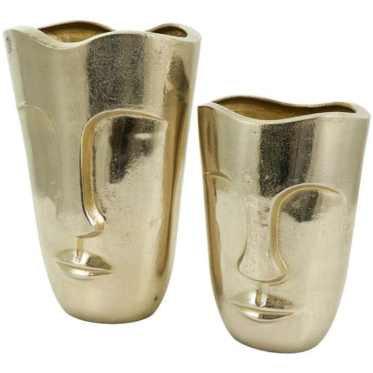 Gold Glam Aluminum Face Vase Set 11 Gold Glam Aluminum Face Vase Set - Image 11