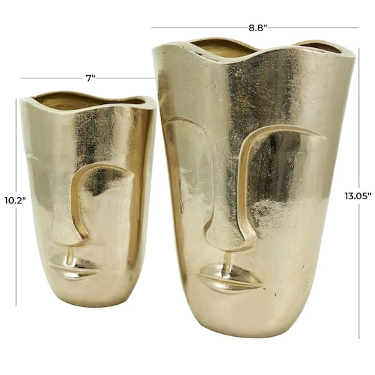 Gold Glam Aluminum Face Vase Set 12 Gold Glam Aluminum Face Vase Set - Image 12