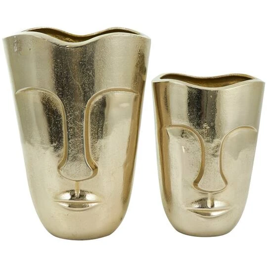 Gold Glam Aluminum Face Vase Set 7 Gold Glam Aluminum Face Vase Set - Image 7