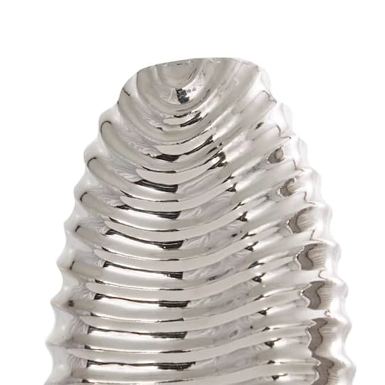 Silver Ceramic Dimensional Ribbed Vase Set 4 Silver Ceramic Dimensional Ribbed Vase Set - Image 4