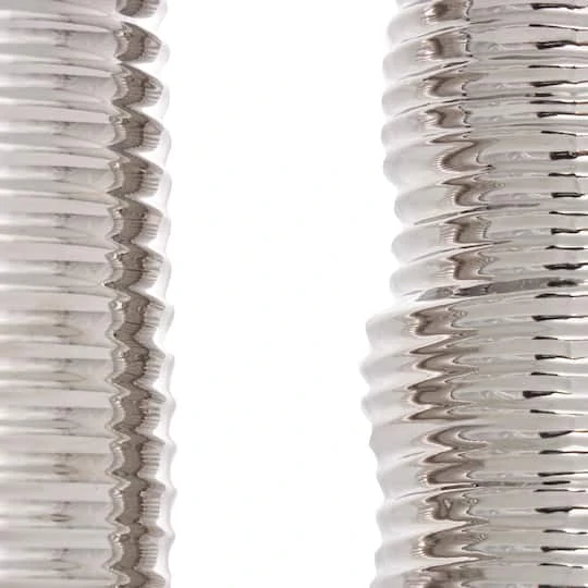 Silver Ceramic Dimensional Ribbed Vase Set 5 Silver Ceramic Dimensional Ribbed Vase Set - Image 5