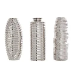 Silver Ceramic Dimensional Ribbed Vase Set 13 Silver Ceramic Dimensional Ribbed Vase Set -Michaels Shop D758492S 5