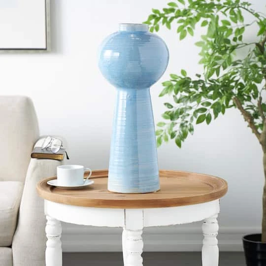 21" Blue Ceramic Bubble Inspired Ombre Vase 3 21" Blue Ceramic Bubble Inspired Ombre Vase - Image 3