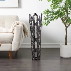 31" Contemporary Aluminum Melting Drip Vase Black 9 31" Contemporary Aluminum Melting Drip Vase Black -Michaels Shop D758516S 9